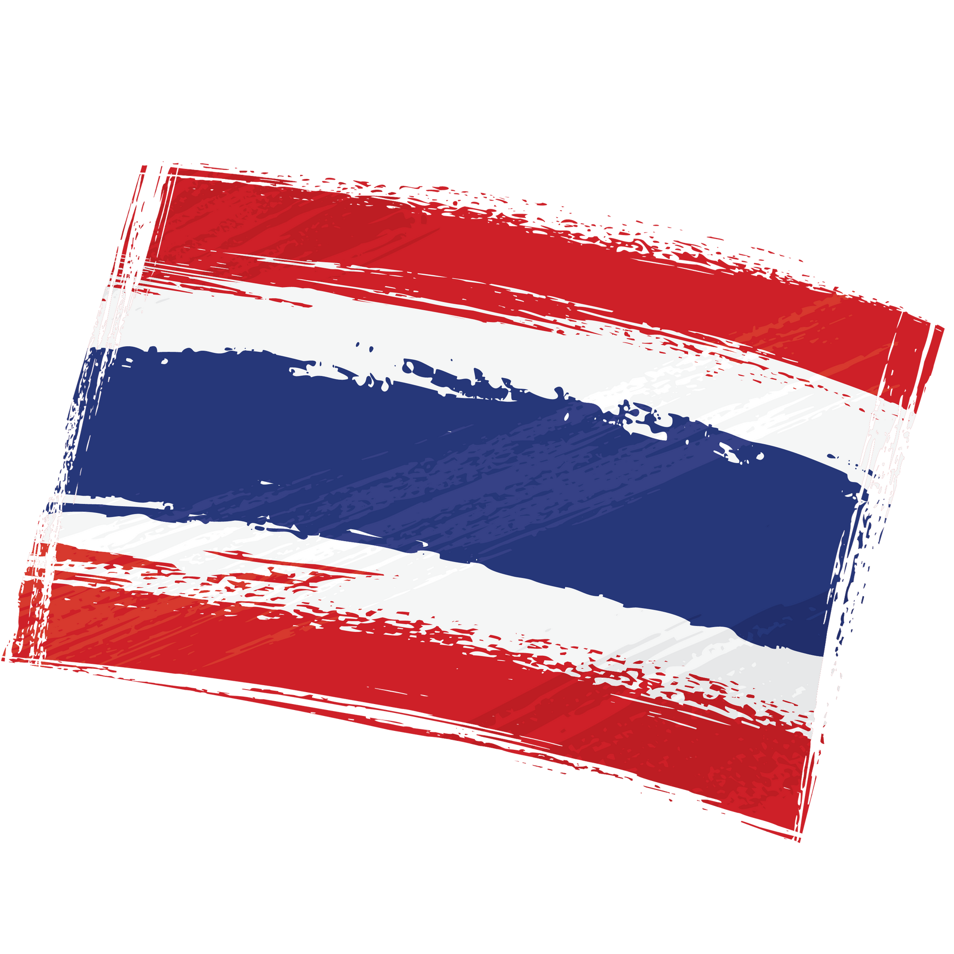 Un drapeau rouge, blanc et bleu sur fond blanc