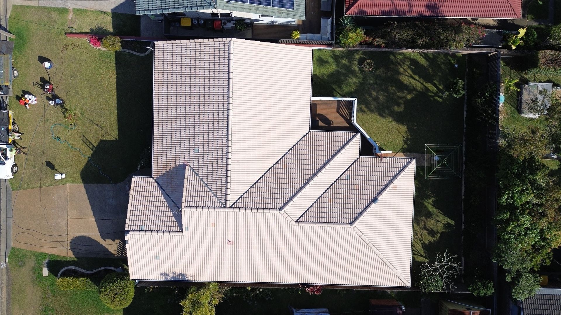 Aerial View of House Roof