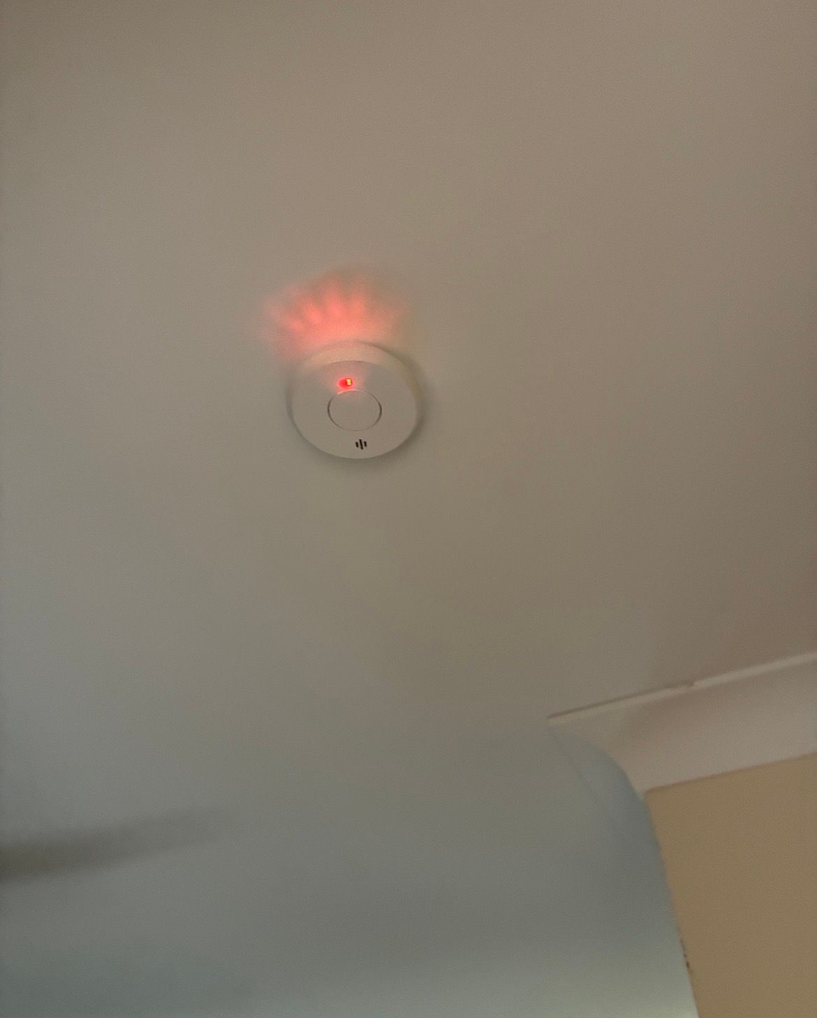 White smoke detector mounted on a white ceiling — EBS NQ Electronic Building Systems in Kirwan, QLD