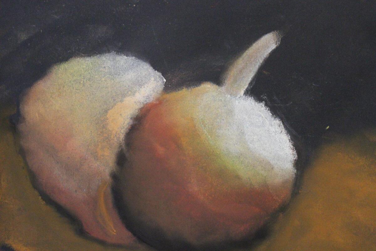 still life painting of bowl of fruit