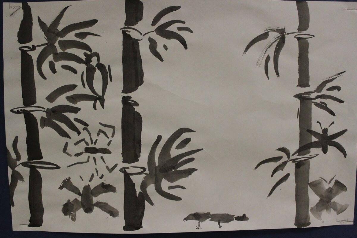 painting of bamboo plants