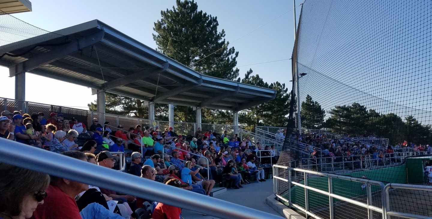 Crowd on Oregon Trail Park Stadium — Gering, NE — Western Nebraska Pioneers