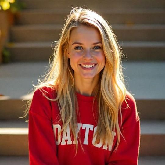 Emily University of Dayton Student with Red Sweatshirt with ADHD