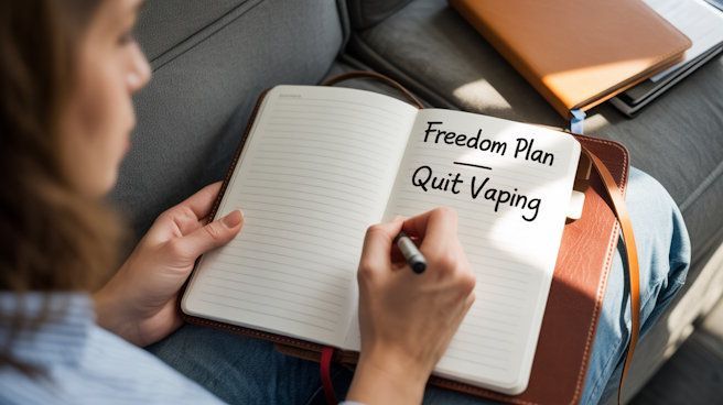 Woman writing how to quit vaping in her journal