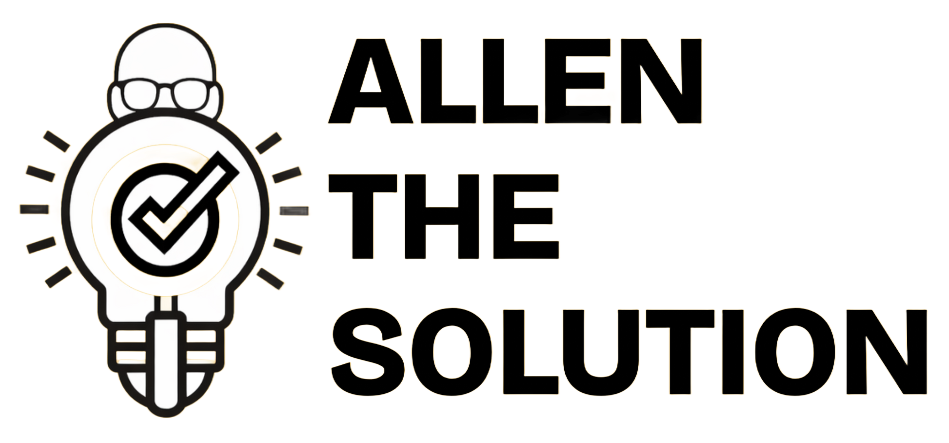 The allen the solution logo has a light bulb with a check mark on it.