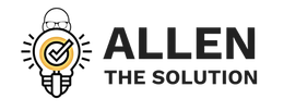 The allen the solution logo has a light bulb with a check mark on it.