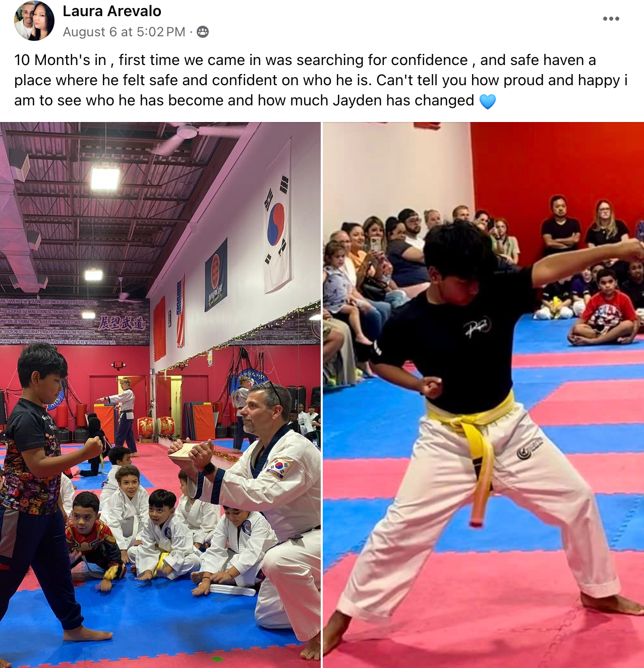 A group of people are practicing martial arts in a gym.