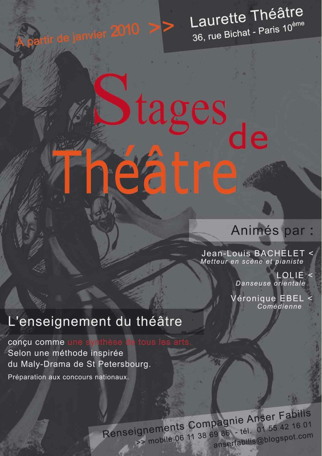 un poster con la scritta Theatre Stages