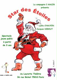 un poster per la stella delle stelle mostra un disegno di Babbo Natale