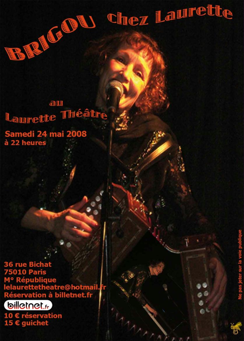 un poster di Brigou chez laurette mostra una donna che canta al microfono