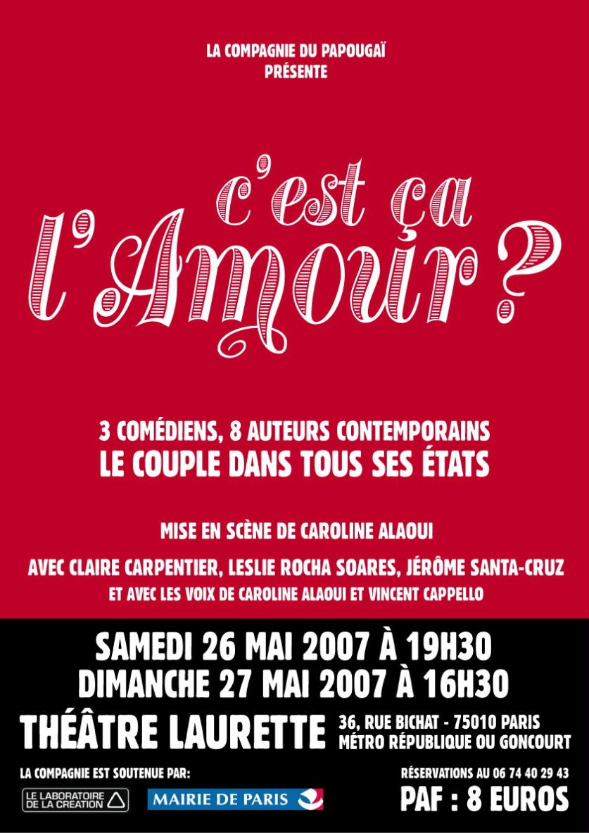 un manifesto per un&#39;opera teatrale intitolata c&#39;est ca l&#39;amour