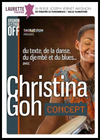 un poster per il concept Christina Goh mostra una donna che tiene in mano un tamburo.