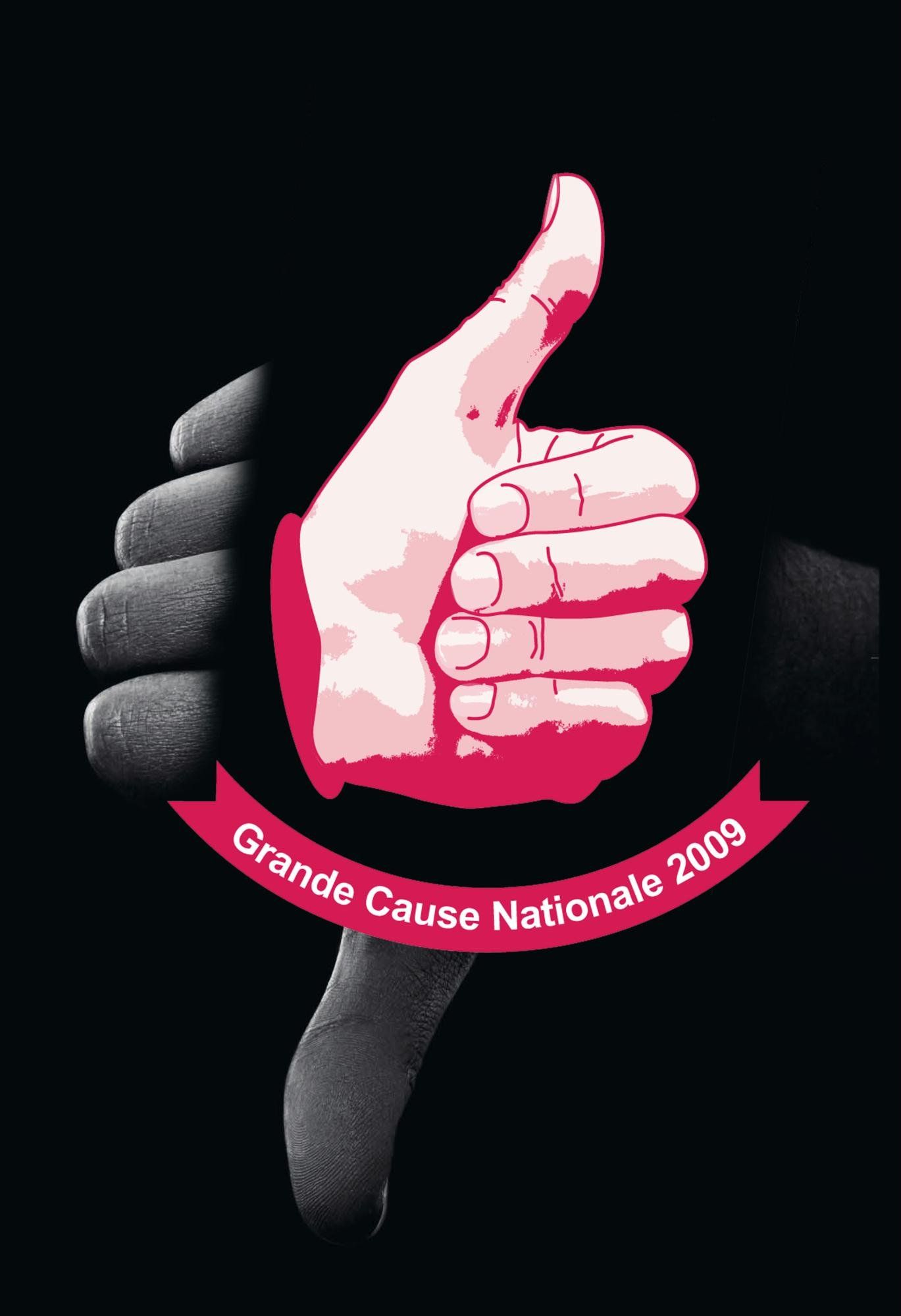 una mano che alza il pollice con le parole grande causa nazionale 2008