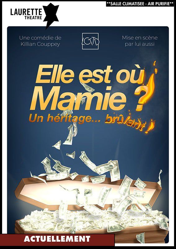 a poster for a play called elle est ou mamie