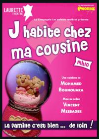 un poster per uno spettacolo teatrale intitolato Vivo con mio cugino