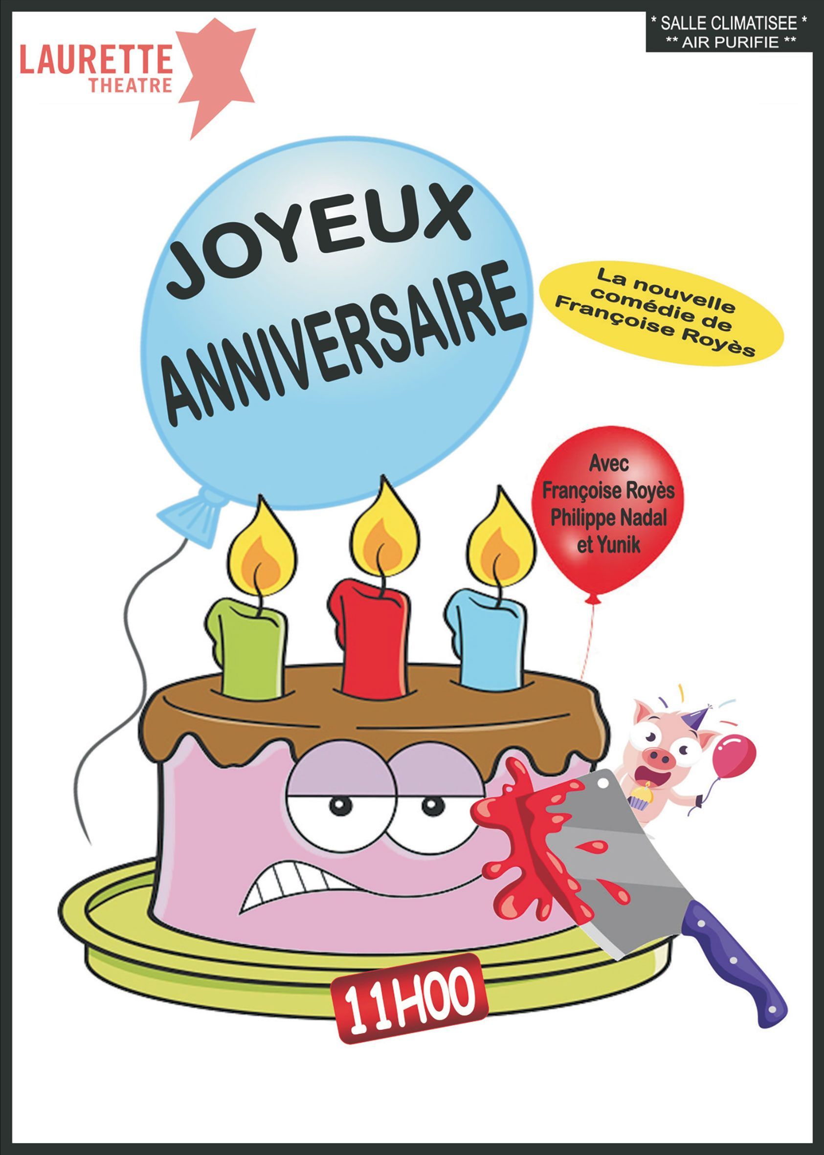 une caricature d'un gâteau d'anniversaire avec des bougies et un ballon qui dit joyeux anniversaire