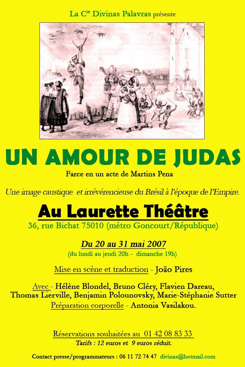 il manifesto di uno spettacolo teatrale intitolato Un amour de judas