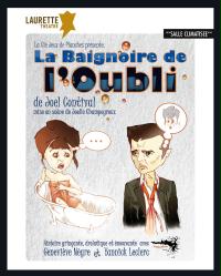 un uomo in giacca e cravatta sta accanto a una donna in una vasca da bagno.