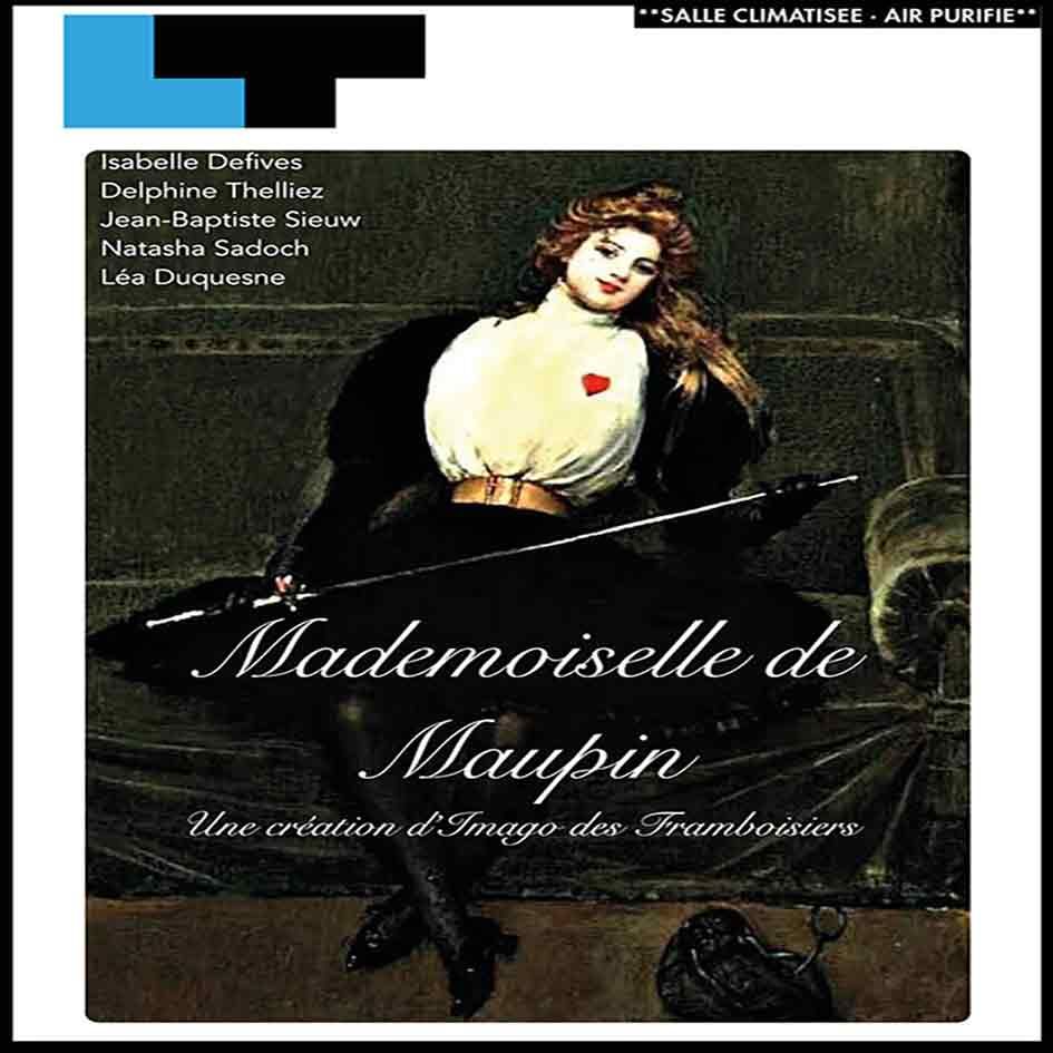 Une affiche du film mademoiselle de maupin montre une femme assise sur un canapé