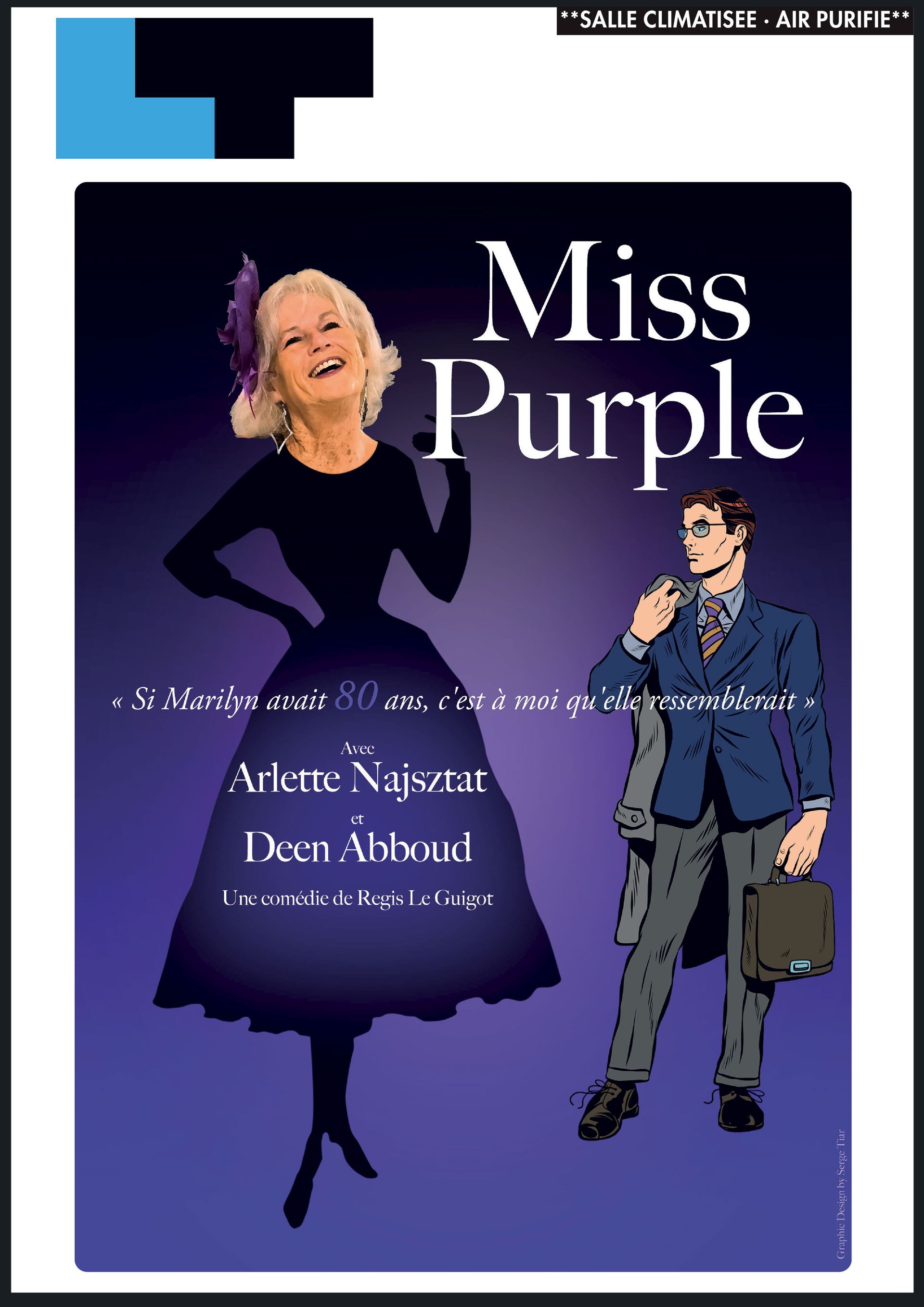 Une affiche pour Miss Purple montre une femme et un homme