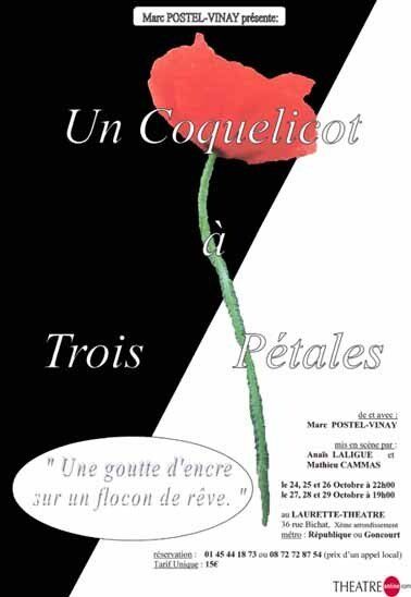 un poster in bianco e nero con sopra un fiore rosso