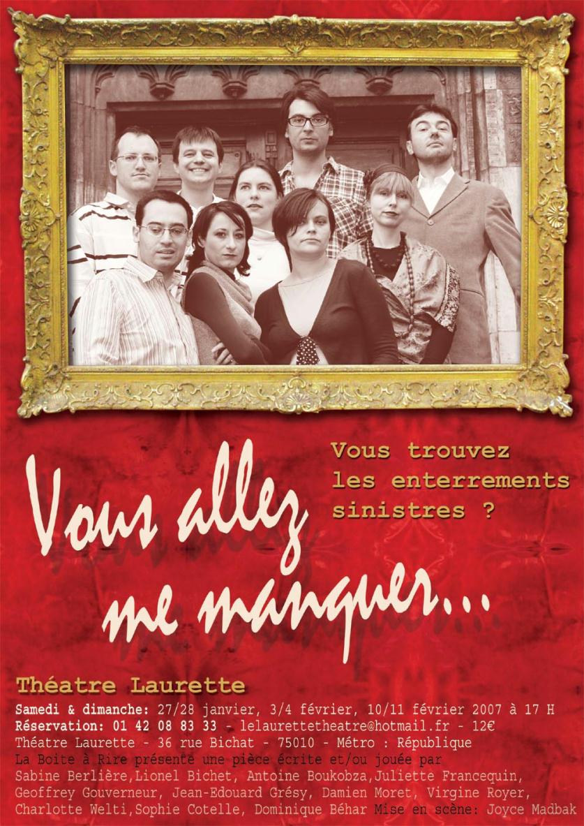 un poster per uno spettacolo teatrale intitolato Mi mancherai