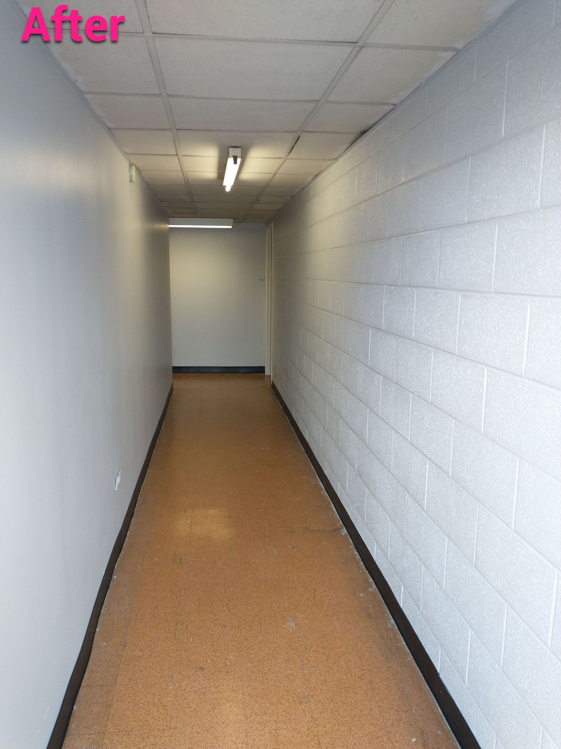 A long hallway with the word after on the bottom