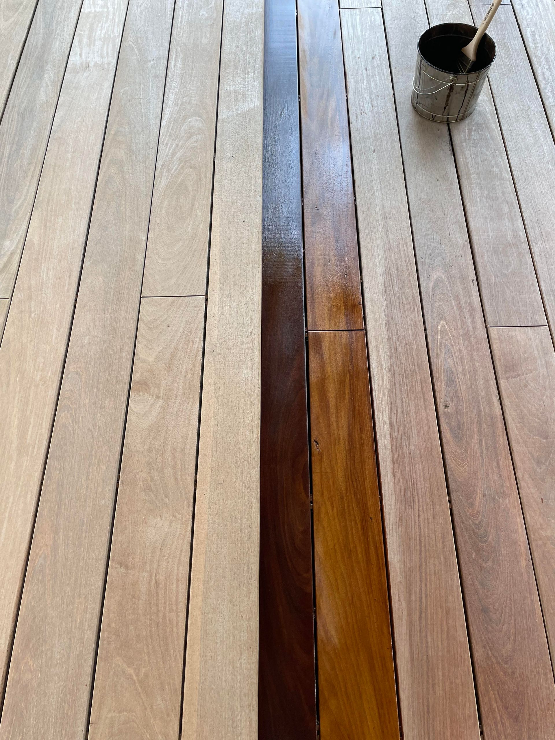 Ipe deck staining process