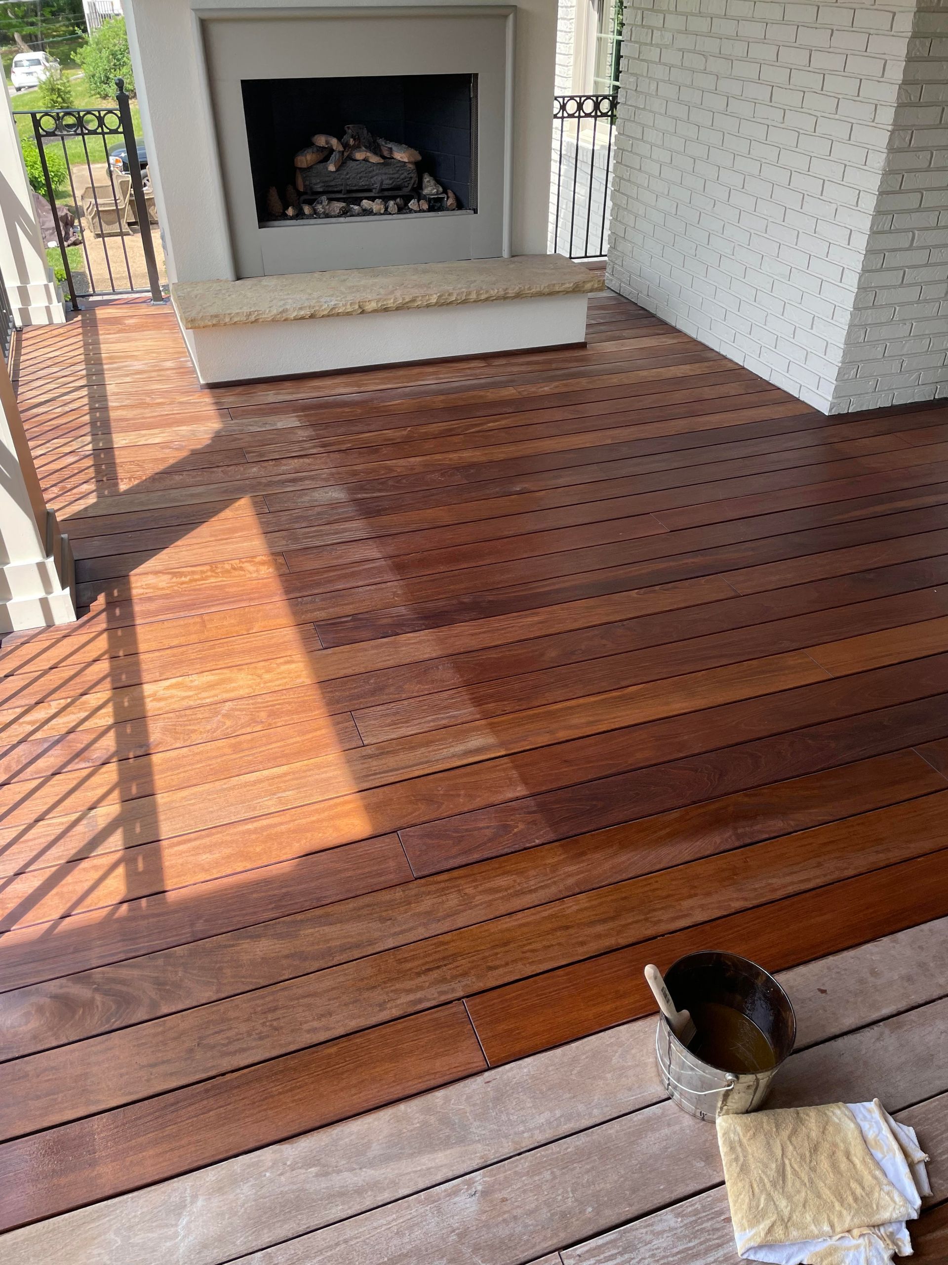 Ipe deck staining process