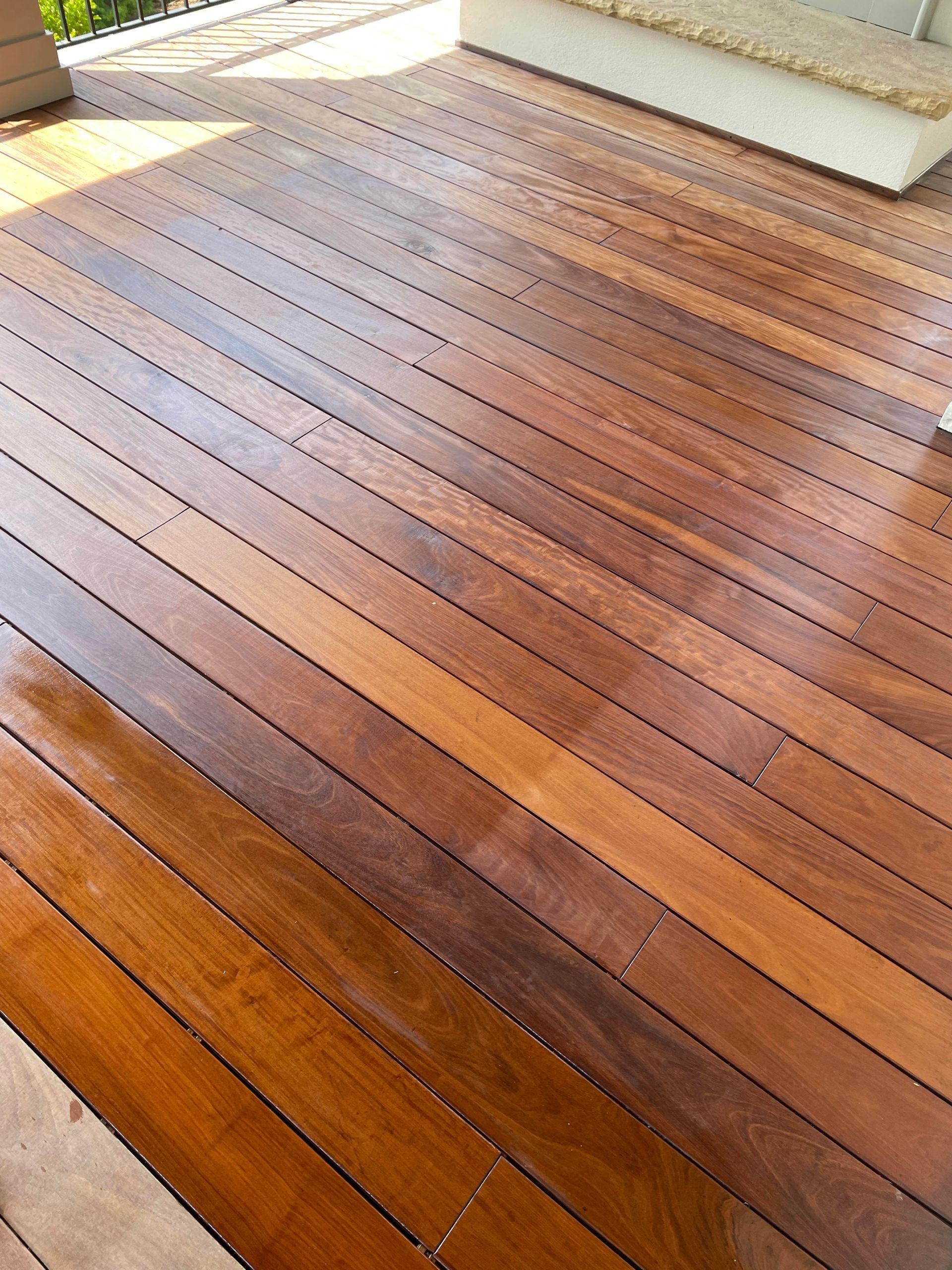 Ipe deck staining process