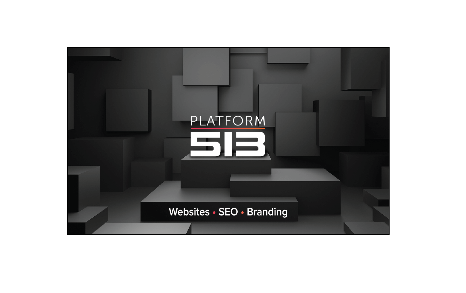 A black and white logo for a company called platform 513.