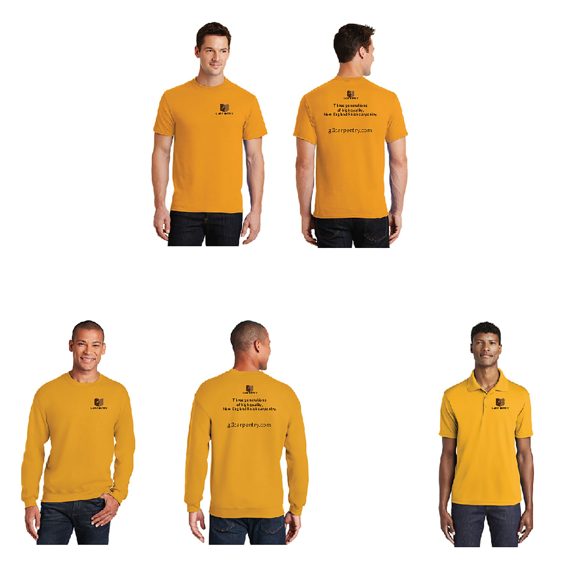 A man wearing a yellow shirt with the letter l on it