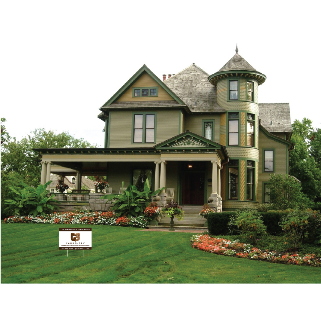 A large house with a for sale sign in front of it
