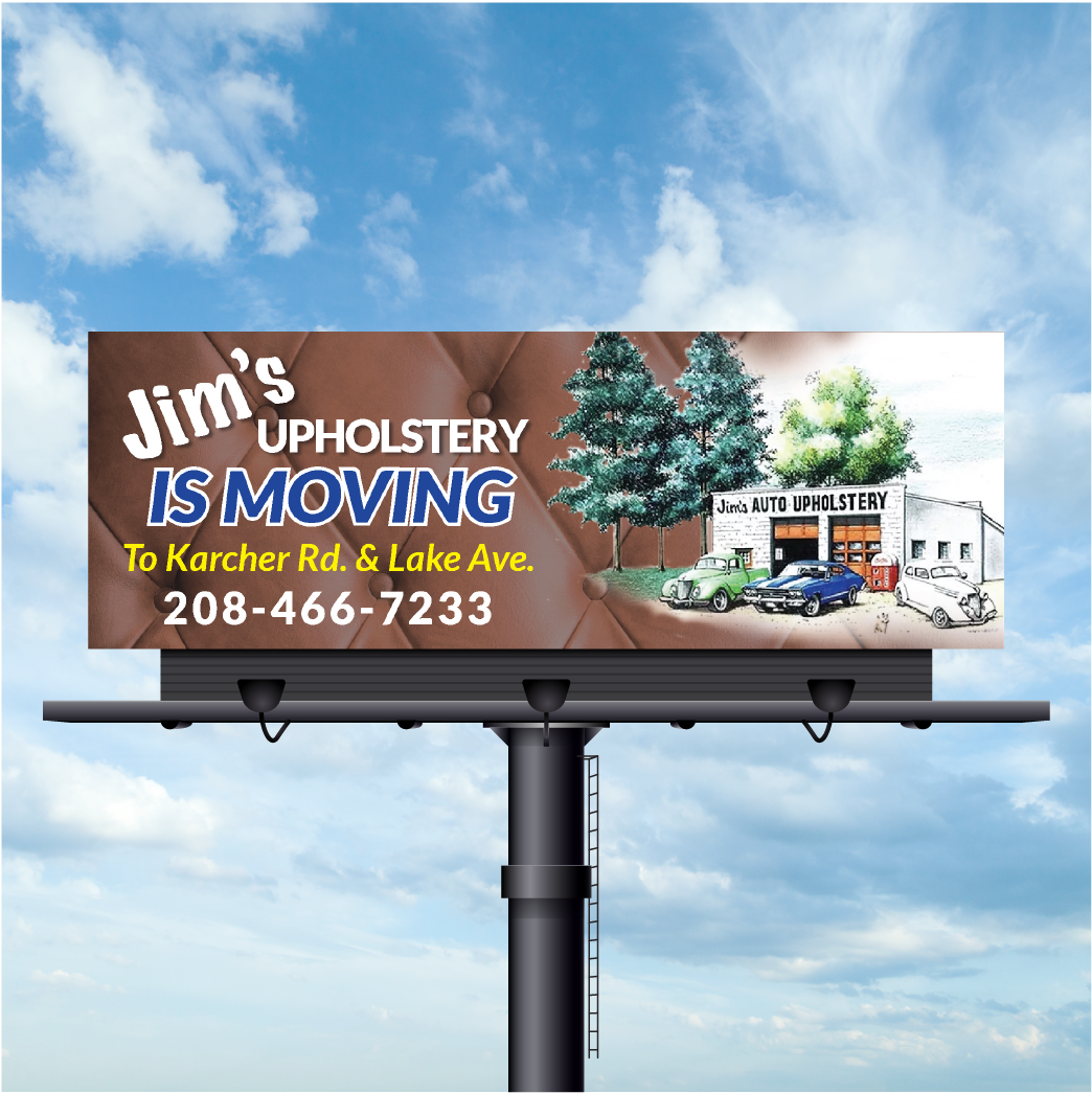 Jim 's upholstery is moving to karcher rd & lake ave