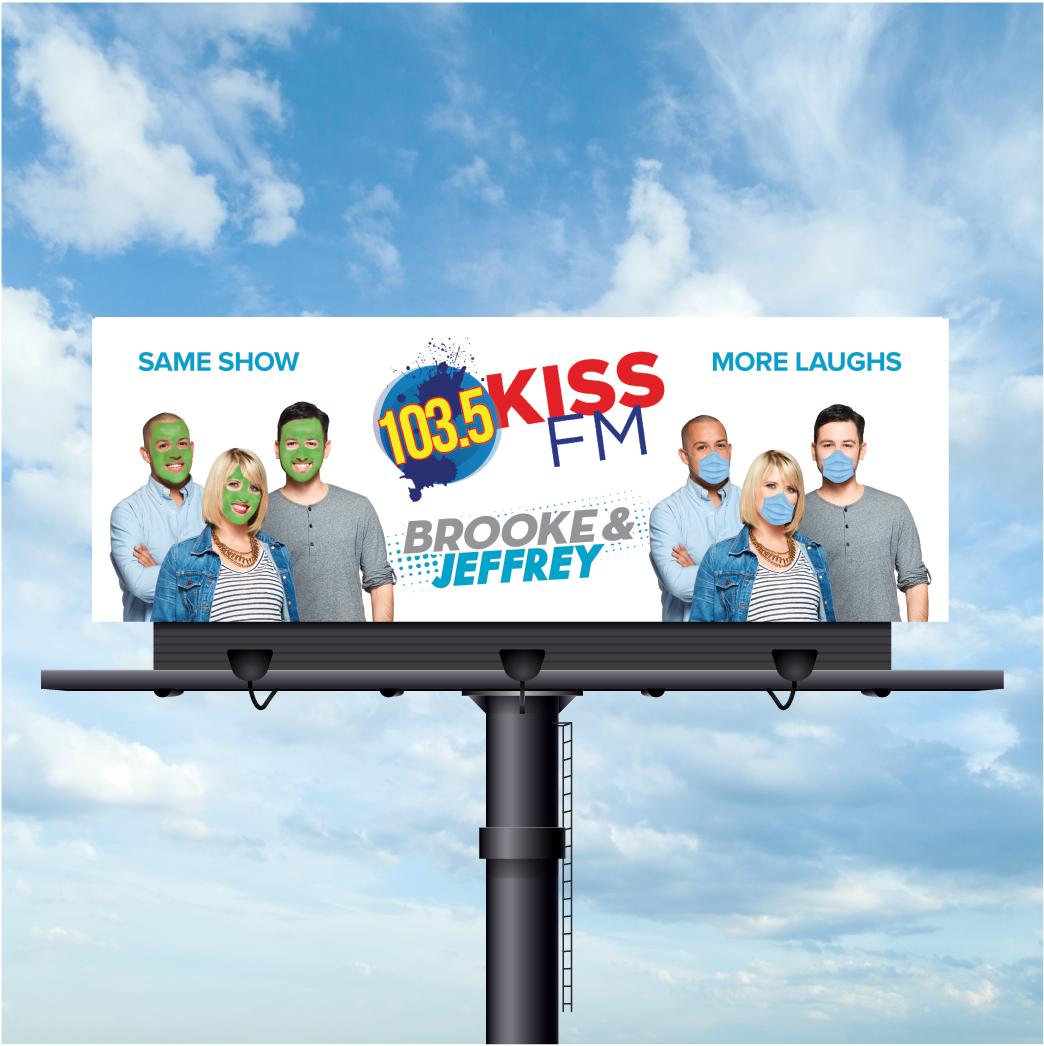 A billboard for 103.5 kiss fm brooke and jeffrey