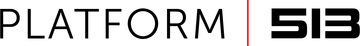 A black and white logo for a company called platform 513