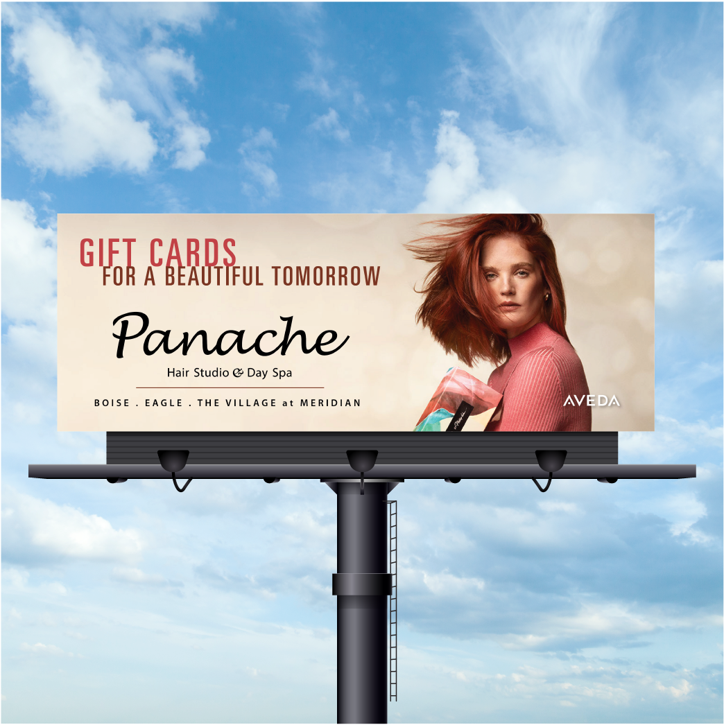 A billboard advertising gift cards for a beautiful tomorrow