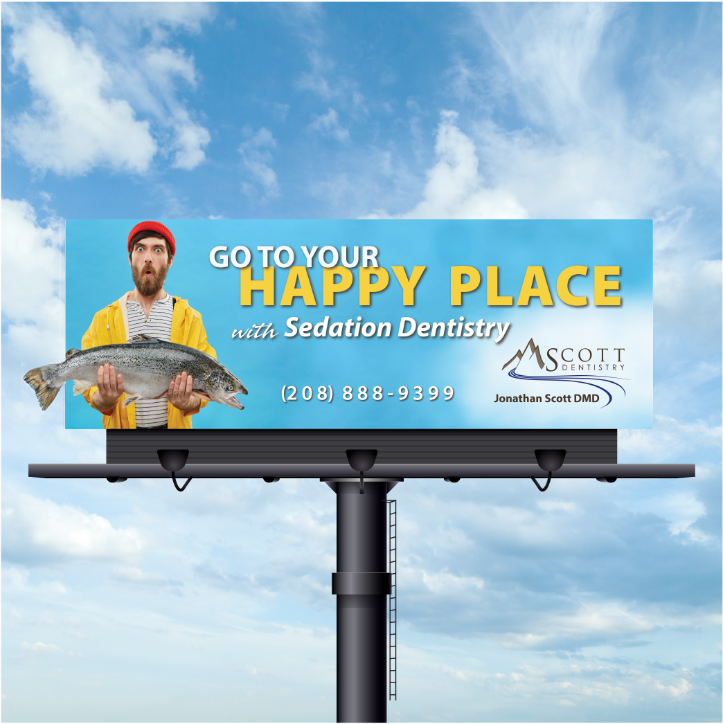 A billboard that says go to your happy place