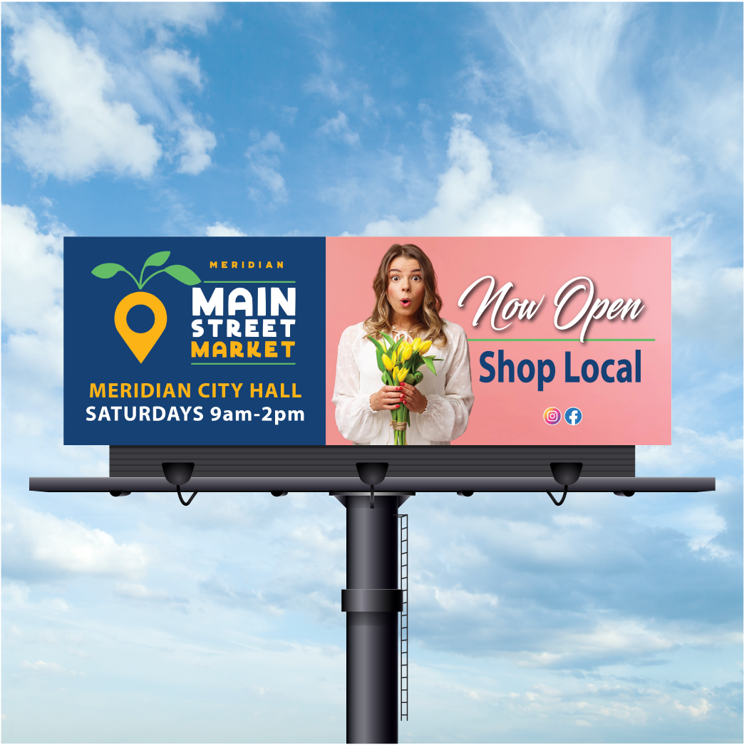 A billboard that says main street market on it