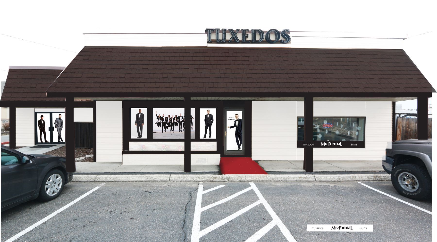 An artist 's impression of a tuxedos store