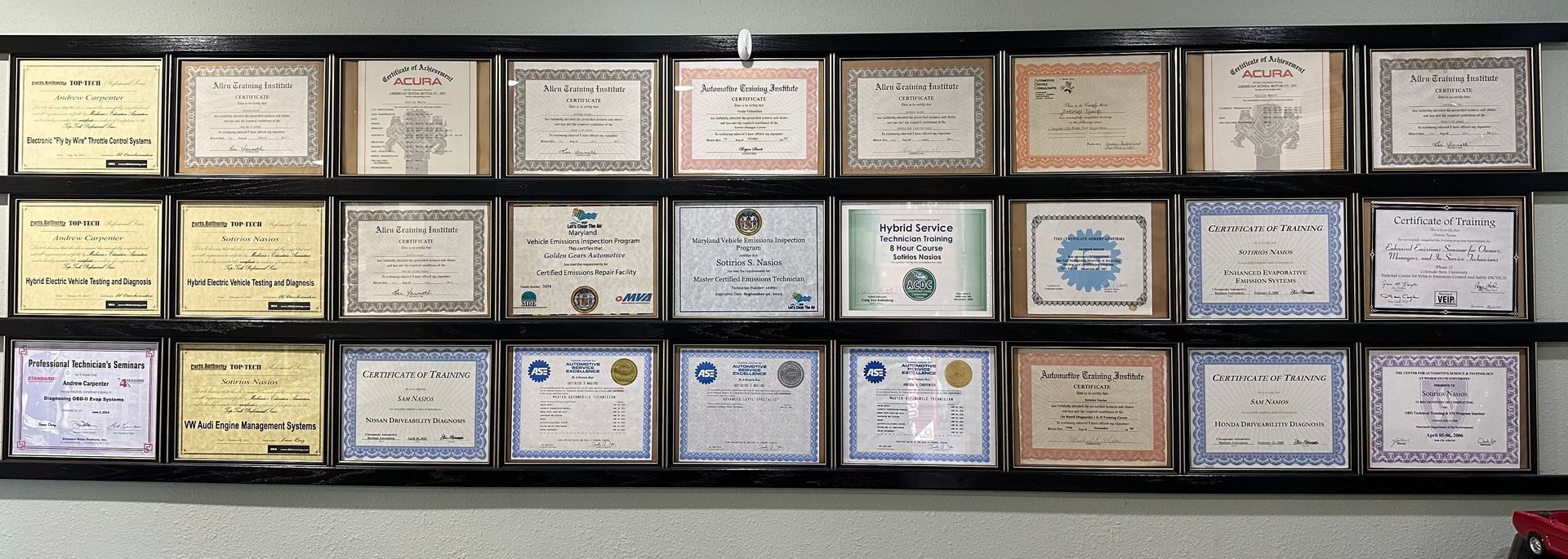 The Certificates of Golden Gears Automotive Inc - Rockville Auto Repair