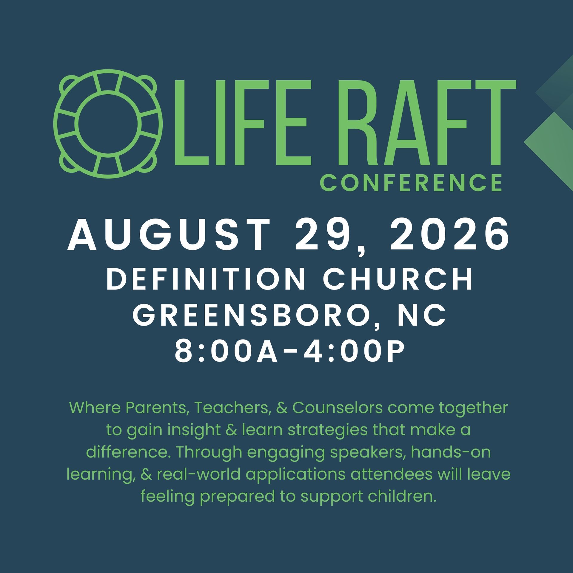 Life Raft Conference tickets to learn about caring for vulnerable children in our community are on sale now for August 29th.