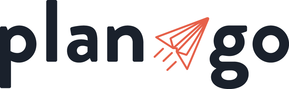 Een logo voor een bedrijf genaamd plan, met een pijl naar boven.
