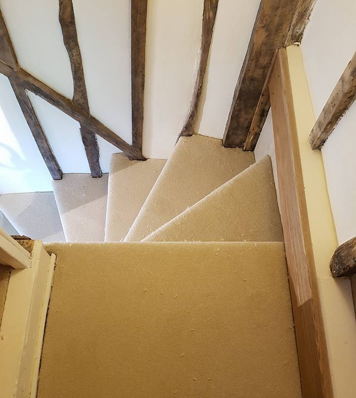 Natural beige stair carpet