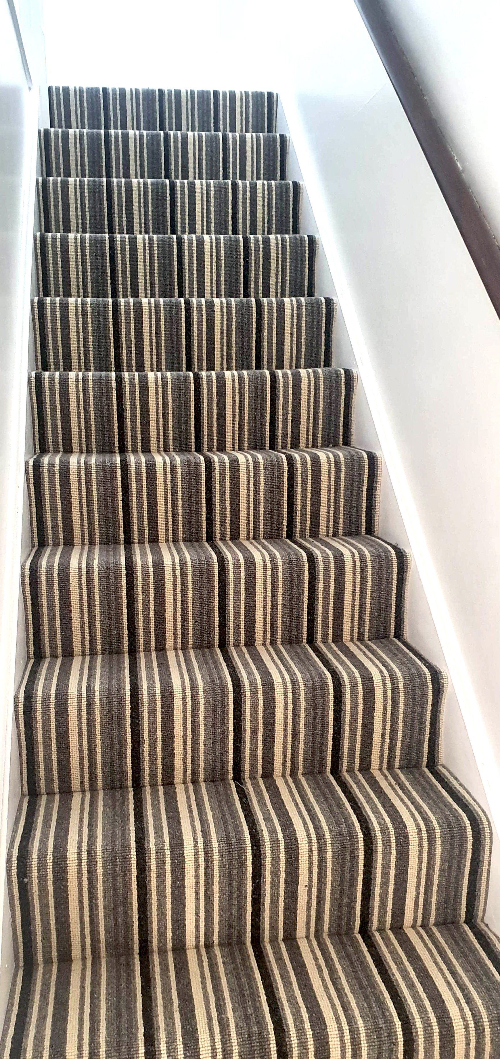 Nautical striped stair carpet