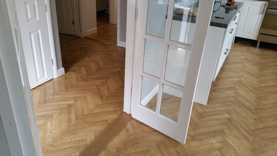 Parquet style wood effect hard flooring