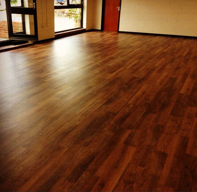 Planked wood effect hard flooring