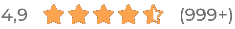 A row of orange stars with the number 9999 below them