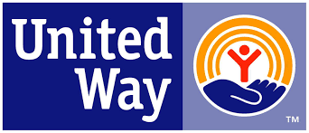 A united way logo with a hand holding a person