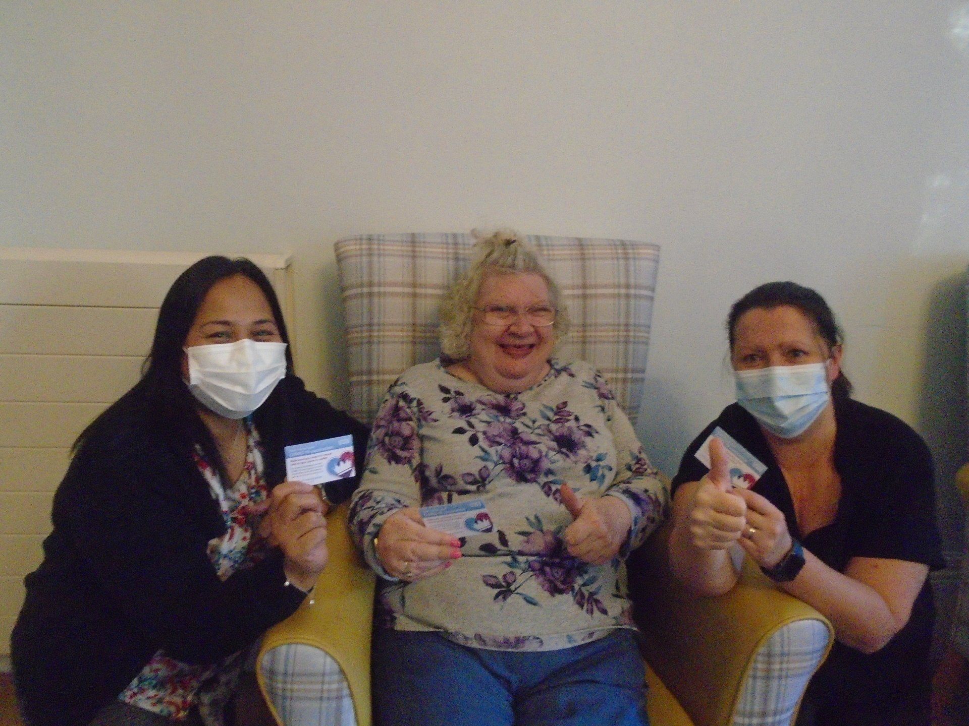 Highfield House Residents receives the vaccine from our two nurses